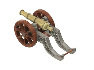 Cannon on wheels 3D print model