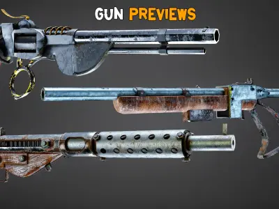 30 Apocalyptic Guns and Texture   Vol 12   Low-poly 3D model