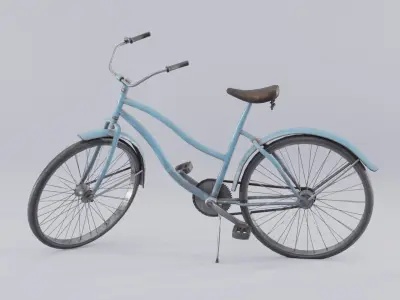 Vintage rusty bicycle Low-poly 3D model