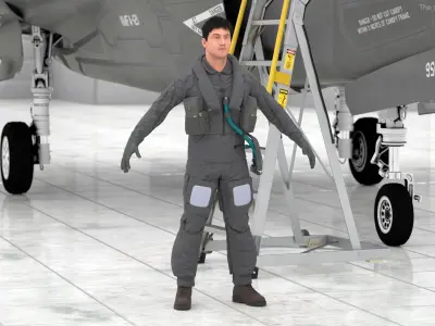 USAF Pilot Fur Rigged  purchase 3D model
