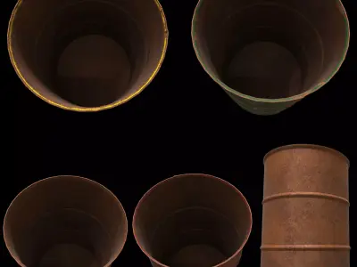 Set of barrels Low-poly 3D model