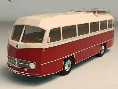 Low Poly Vintage Bus 02 Low-poly 3D model