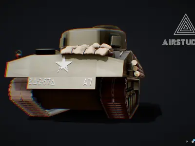 M4 Sherman Tank - World War 2 WWII Low-poly 3D model