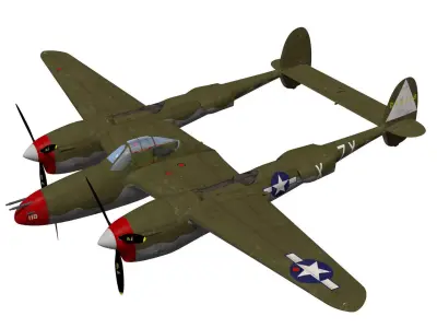 Lockheed P-38J Lightning 3D model purchase