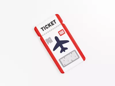 Airplane flight ticket booking Low-poly 3D model