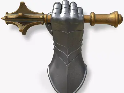 Stylized Mechanical Sculpture -Iron Grip Low-poly 3D model