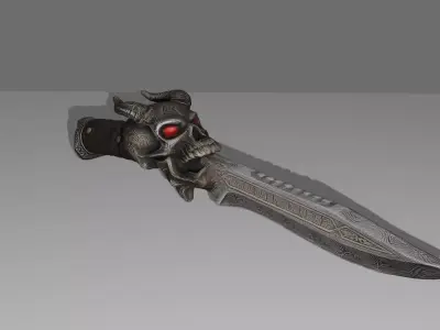 Skull Survival Knife 3D Model DVL 3D Studio Low-poly 3D model