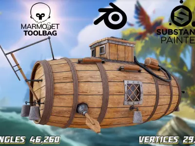 The first Russian submarine  Low-poly 3D model