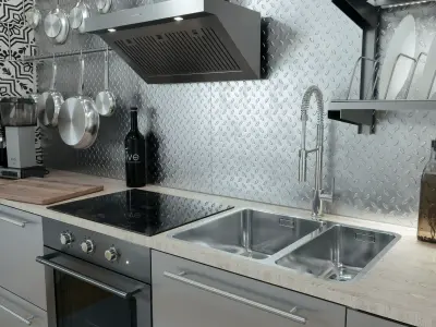 Industrial themed kitchen scene - IKEA Varsta 3D model