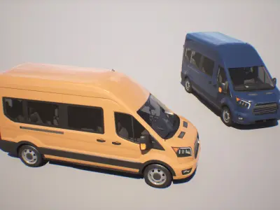 Passenger Van - Transit  - Game Ready Vehicle Low-poly 3D model