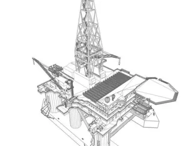 Semi Submersible Drilling Rig 3D model