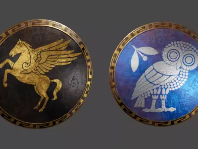 Ancient Greek City State Shields 3D Model Pack