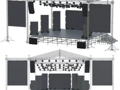Prefabricated stage with equipment 2 3D model