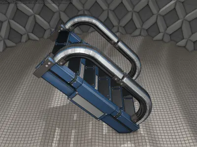 Sci-Fi Stairs - 10 - Blue Version  Low-poly 3D model
