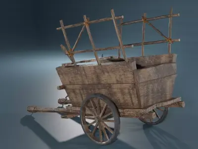 Medieval Farm Cart Low-poly 3D model