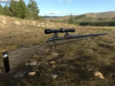 Sniper gun with barrel Low-poly 3D model