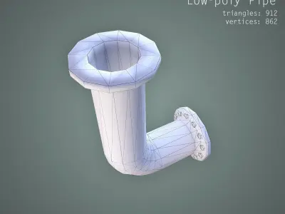 Curved Pipe - Low Poly Low-poly 3D model