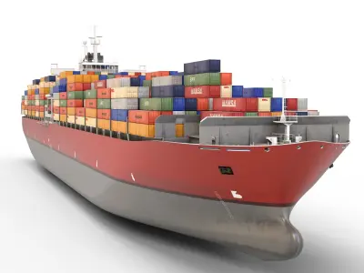 Cargo container ship 300m Low-poly 3D model