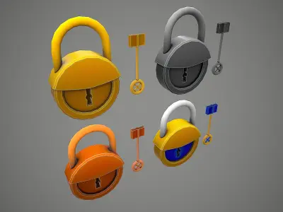 PADLOCK 2 CARTOON STYLIZED Low-poly 3D model