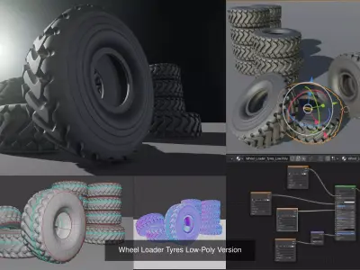 Wheel Loader Tyres High and Low-Poly Version 3D Model Pack
