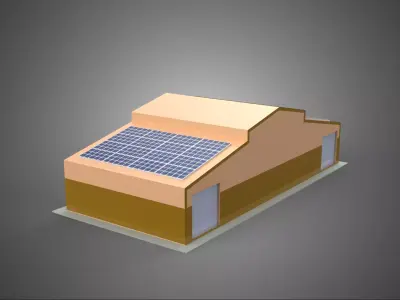ROOFTOP SOLAR PANEL POWER SHED WAREHOUSE STOREHOUSE DEPOT BARN 3D model