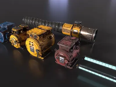 Mine Props Industrial Low-poly 3D model
