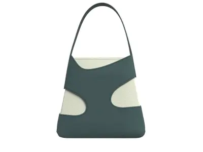 Dark green Leather Cutout detail Hobo Bag 3D model