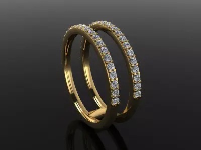 DOUBLE DIAMOND ROW BAND RING SIZE 5 3D print model