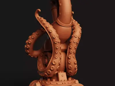 Steampunk Octopus Headphone Stand Bronze Gear Desk Setup 3D print model