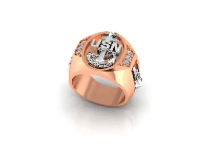 EXPEDITIONARY NAVY USN ANCHOR ANTIQUE RING 3D print model