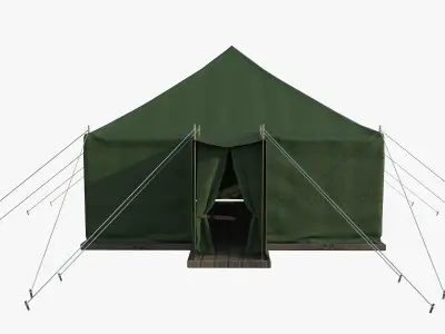 Military tent Low-poly 3D model 2