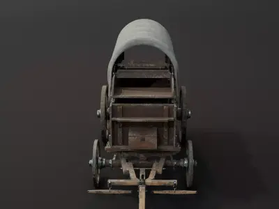 Old Wagon Low-poly 3D model get