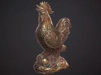 Decorative Rooster Statue Low-poly 3D model
