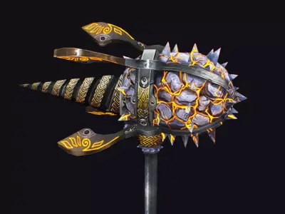 Hammer Mace Maul Bludgeon Mallet Breaker Sledgehammer Melee Low-poly 3D model purchase