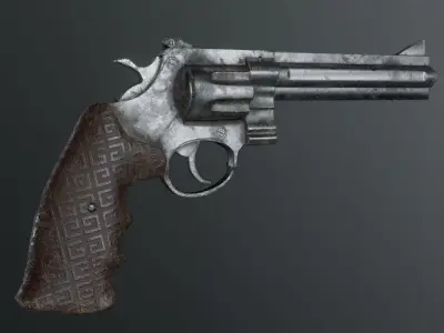 Revolver Low-poly 3D model 4