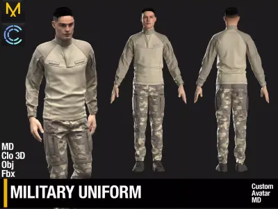 Military Uniform Marvelous Designer Clo 3D project 3D model