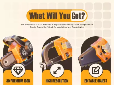 Construction Tools Icon Stylized 3D model