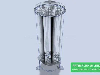 304 Stainless Steel 7 Cartridge Filter Housing 20 Inch 3D model