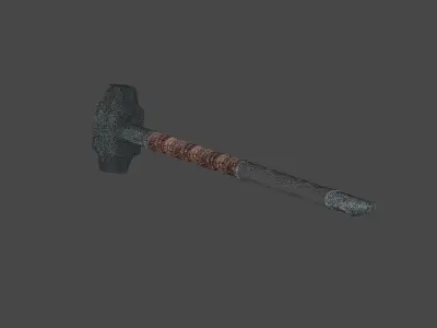 Medieval Sledge Hammer Low-poly 3D model