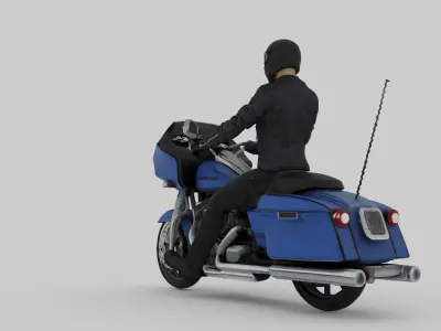 Harley Davidson Roadglide2021 And Biker Ride Pose Free 3D model