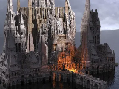 Dukes Dark Castle Tower City Kit bash  3D model