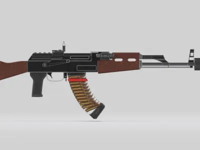 AK47 Kalashnikov Rifle with scope and laser  3D model