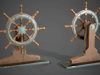 Stylized Ship Helm - Game Ready Asset Low-poly 3D model