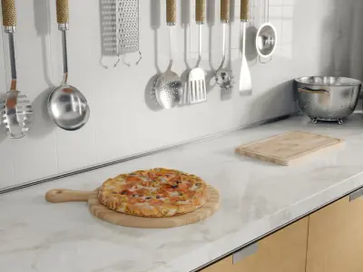  Medium Deluxe Pizza Food Model  get
