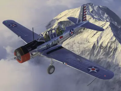 BT-13 Vultee Valiant Low-poly 3D model