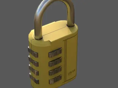 4 Digit Combination Padlock Low-poly 3D model