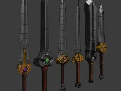 Low-poly swords Low-poly 3D model