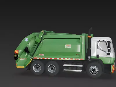 Realistic Garbage Truck 3D Model Low-poly 3D model