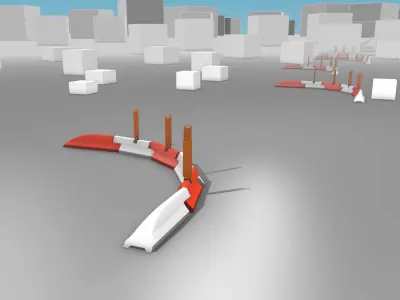 White and Red Road Traffic Barrier - Part 28 - Low-poly 3D model