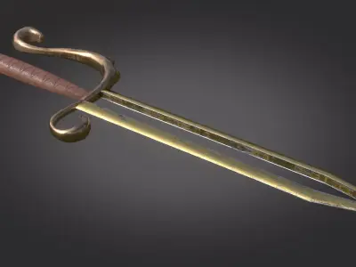 Stylized Medieval Sword melee weapon game ready Low-poly 3D model 4